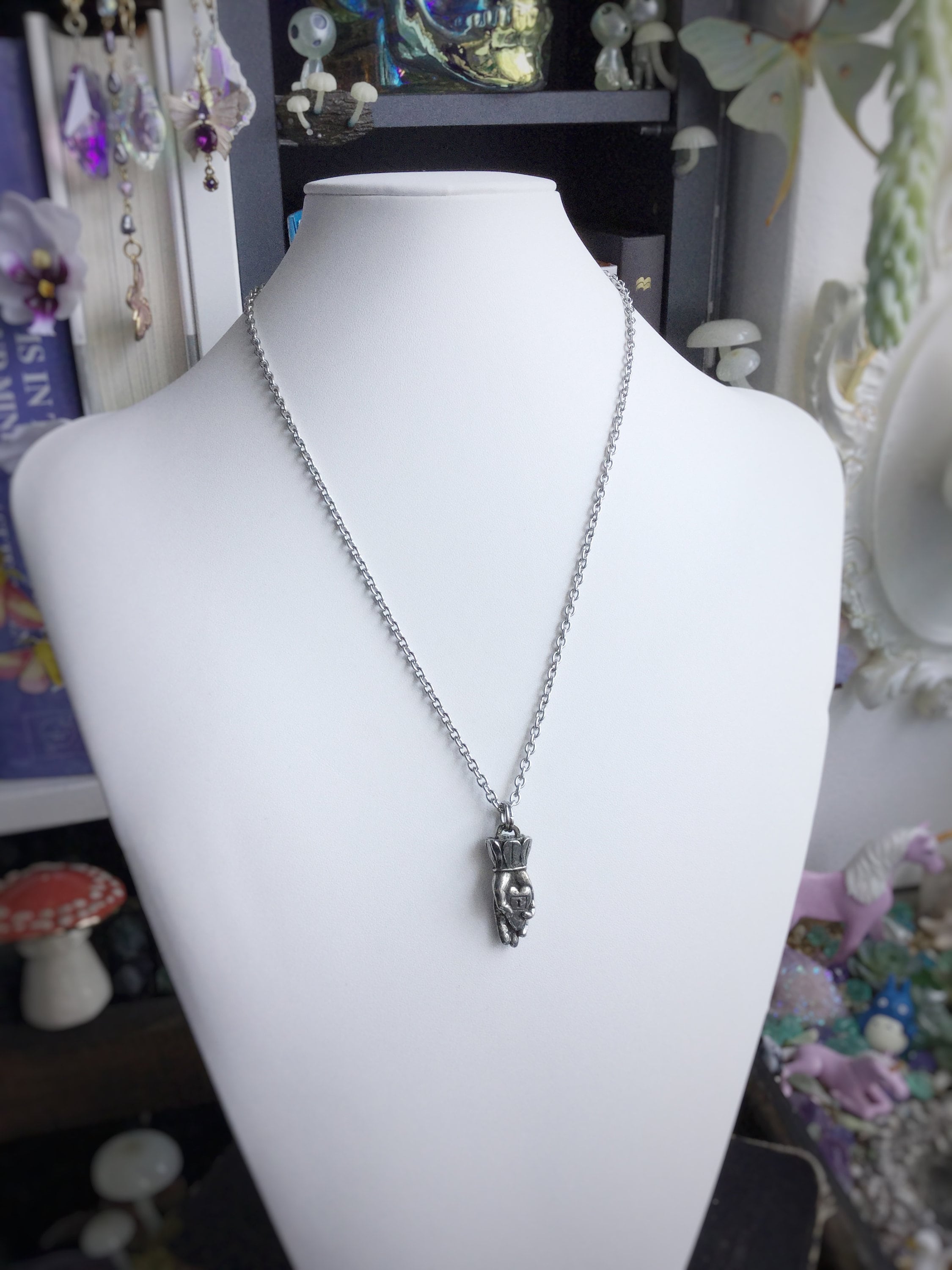 Hand with heart necklace, Forever yours, Unisex lovers necklace