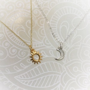 Sun and Moon friendship necklaces, Dainty, Minimalist Jewelry, Sold individually or as a set image 3