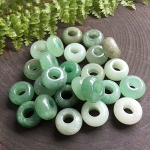 Green Aventurine Loc beads, Dread bead set * FOR SMALL LOCS * 5-6mm hole