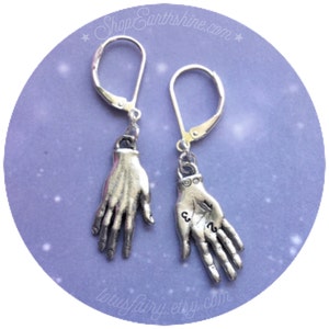 Palmistry Hand Earrings in silver or gold