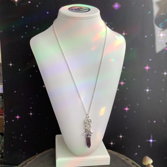 Triple Goddess Pentacle Crystal Necklace - Etsy Triple Goddess Pentacle Crystal Necklace - Etsy