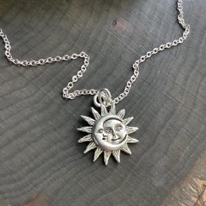 Gold Sun and Moon Charm Necklace, soulmates, Gift for her image 12