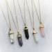Gold Crystal Necklace, Your choice of gemstone Point pendant, choker necklace, Opalite, Amethyst, Rose Quartz, Obsidian, Clear quartz 