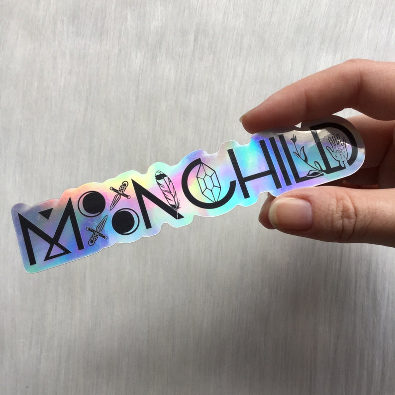 holographic moonchild sticker 5 1 pc vinyl weatherproof etsy
