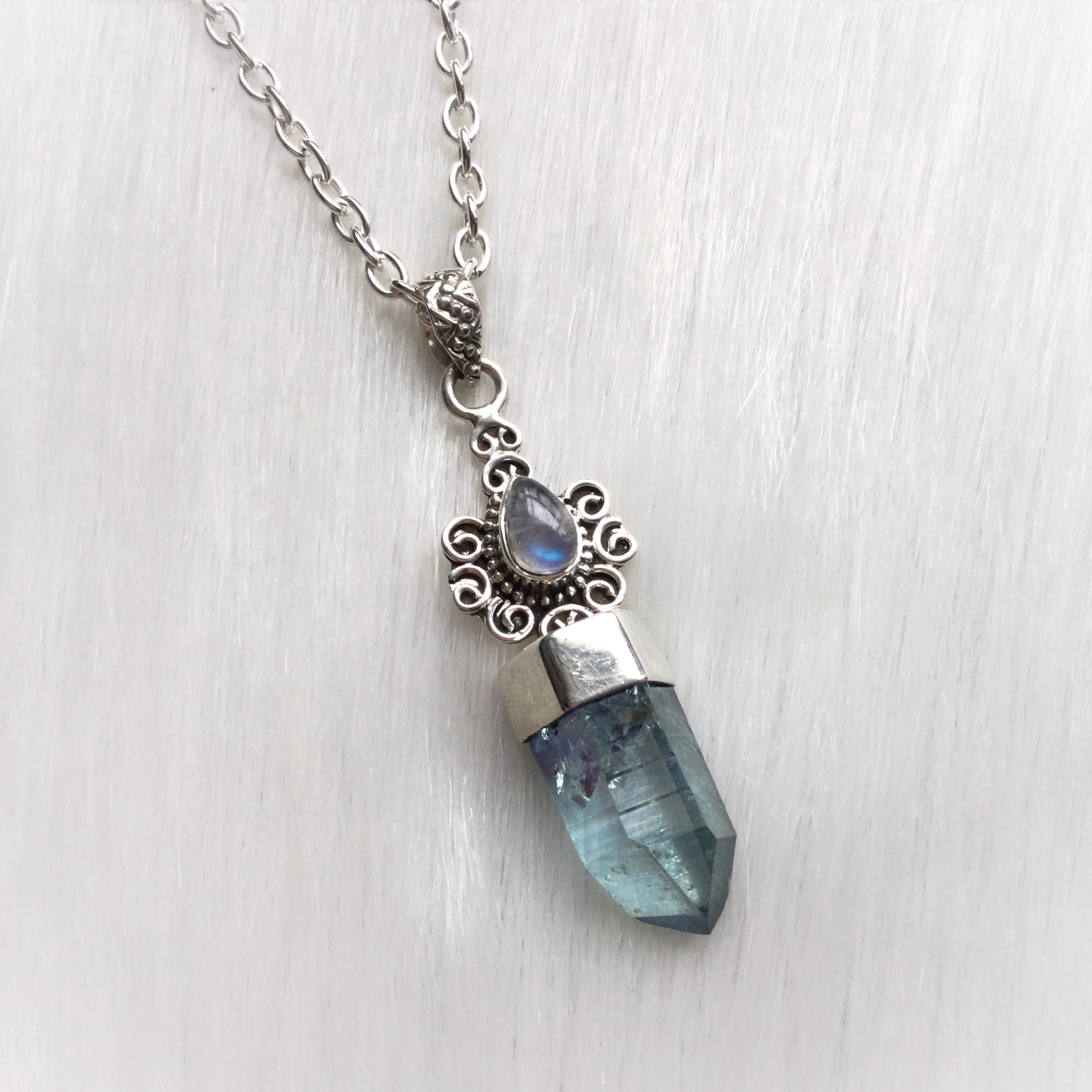 Raw Aqua Aura Quartz Necklace Aqua Aura Necklace Blue Quartz Necklace Quartz  Point Necklace Aqua Aura Quartz Pendant Blue Crystal Point - Etsy