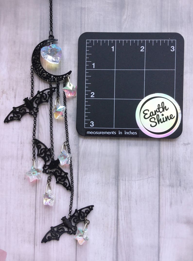 Moon Bat Suncatcher, Crystal Rainbow Spooky Goth Home Decor Witchy Gothic Gift, Two sizes to choose from image 7