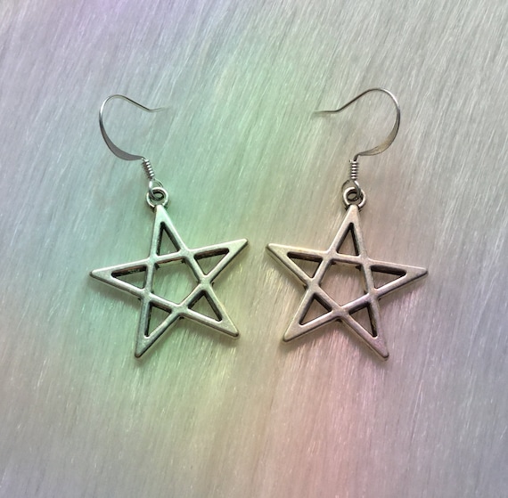 Bronze Clip on pentagram earrings