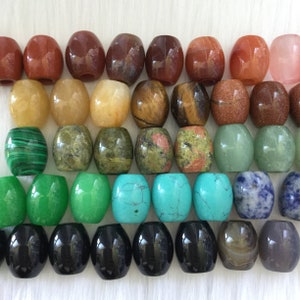 Large Gemstone Loc bead, 5-6mm hole, Hair beads, loc jewelry. One large bead with 2 silver rings image 1