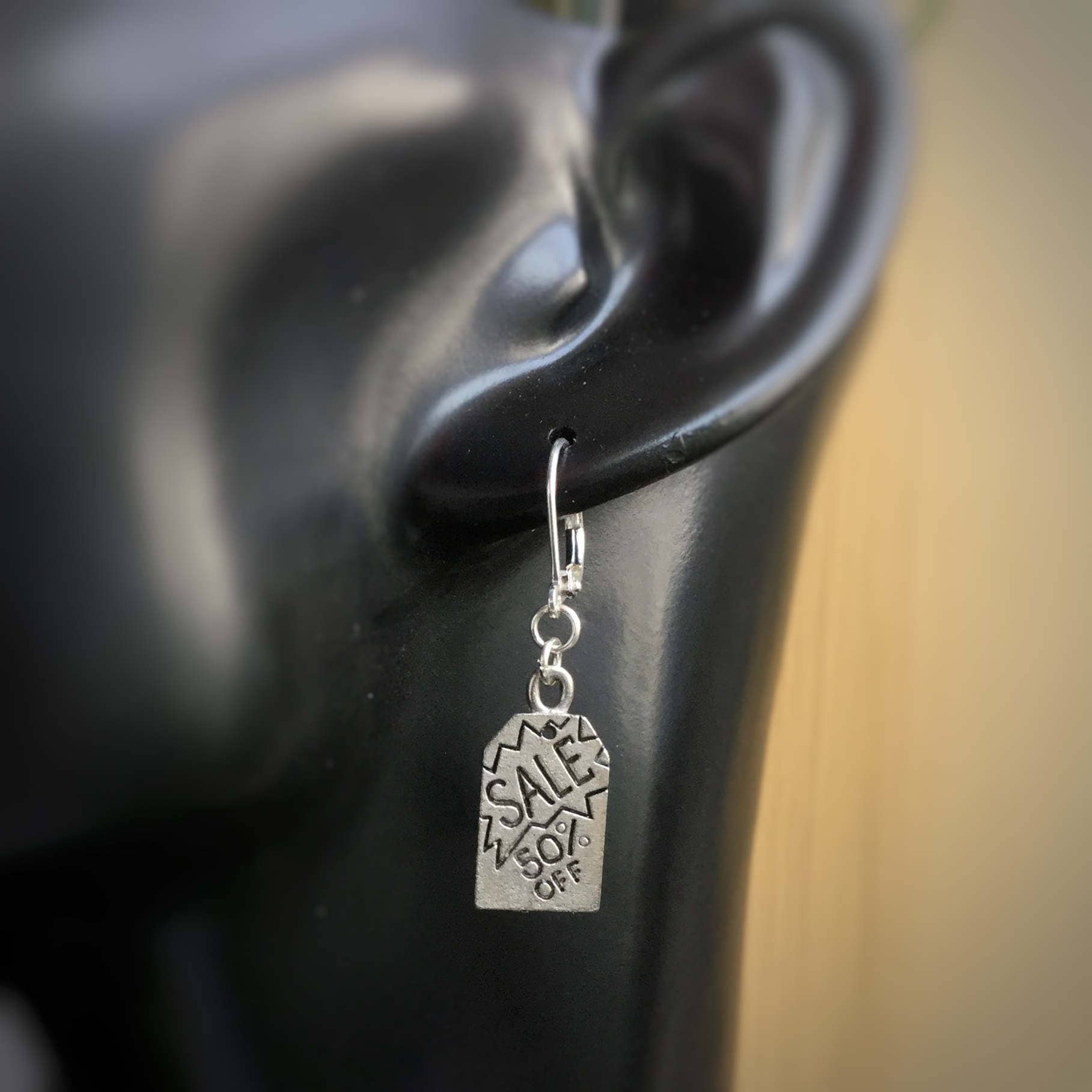 Funny Earrings, Sale 50 off Tag earrings (sold per pair, leave qty as 1)