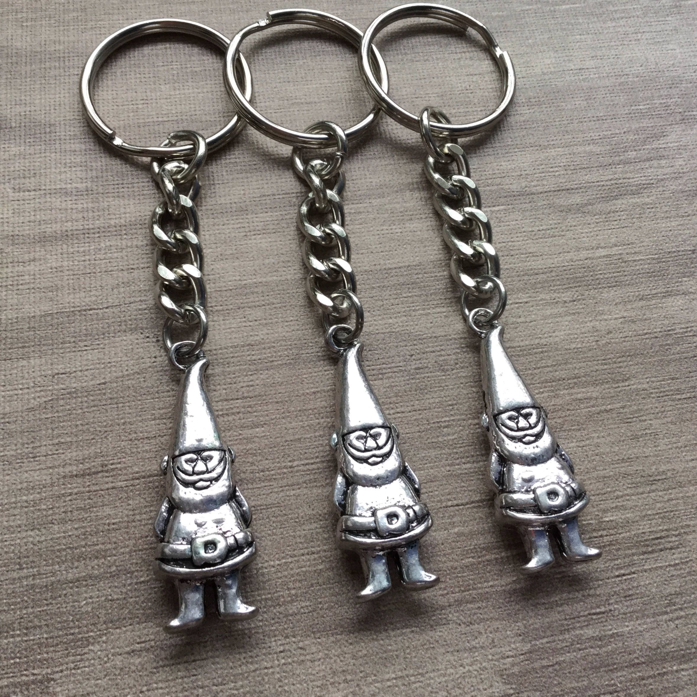 Gnome Keychain VERY SMALL Lawn Gnome Keyring Personalized Keychain Garden Gnome Gift Lantern Keychain Fantasy Keychain Bridesmaid Keychain