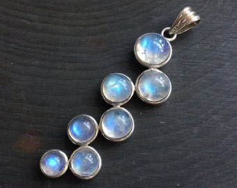 Rainbow Moonstone Pendant, Mermaid Bubble necklace, Multi stone sterling silver