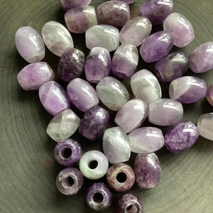 Amethyst Loc Beads, Purple Gemstone hair beads, MEDIUM BARREL size 16x12mm, 4.5mm hole, image 3