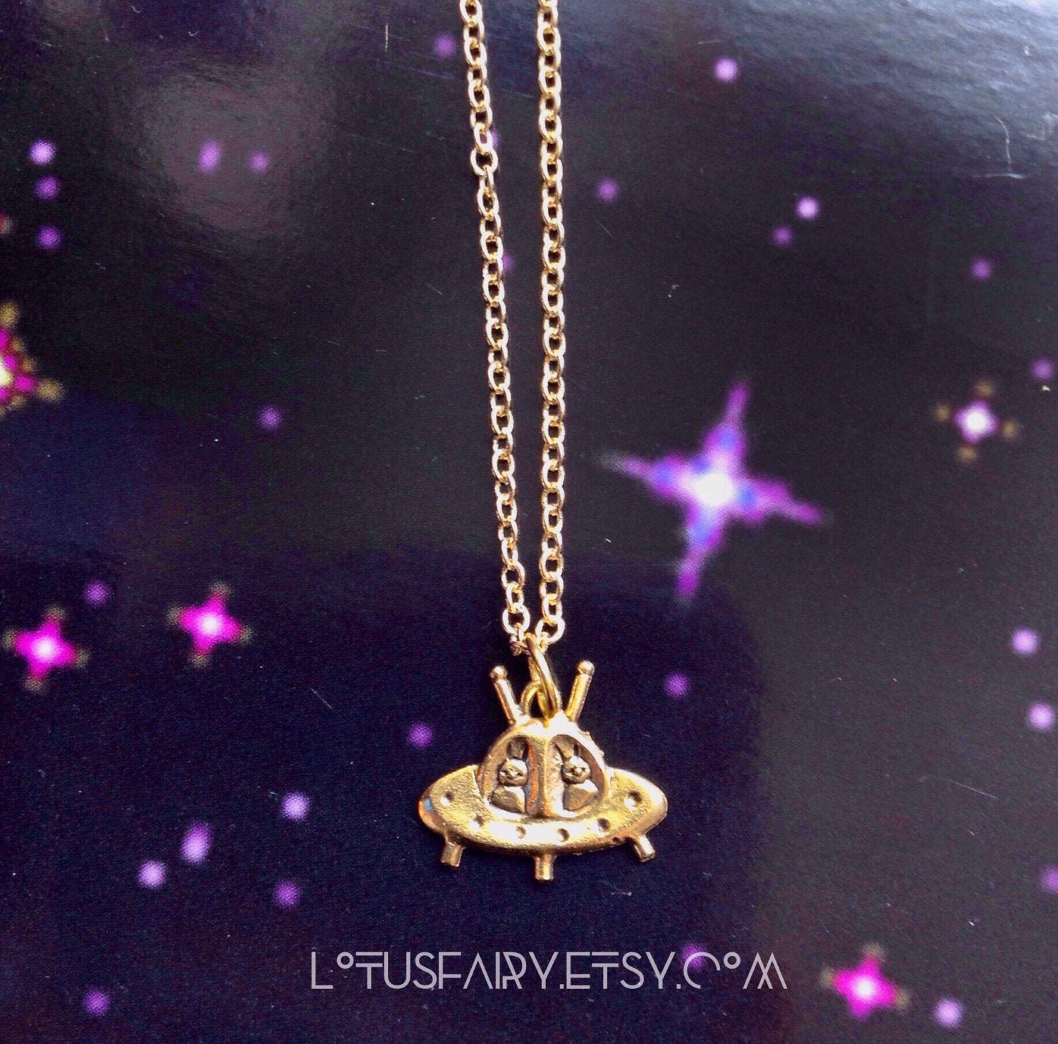 Alien necklace UFO choker or long chain 90s grunge Etsy
