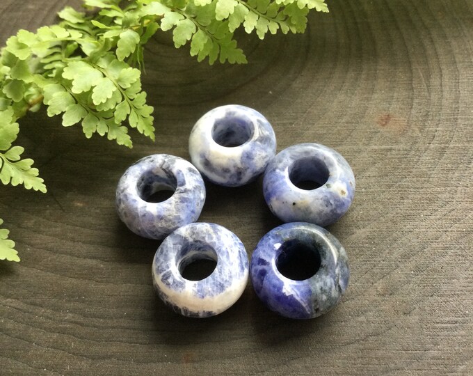 Sodalite Loc beads, dread bead set * FOR SMALL LOCS * 5-6mm hole