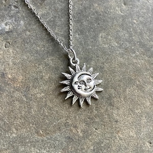 Gold Sun and Moon Charm Necklace, soulmates, Gift for her image 10