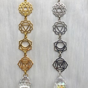 Chakra Crystal Suncatcher window hanger, 13 Om Rainbow maker, your choice of silver or gold, meditation room, decoration image 3