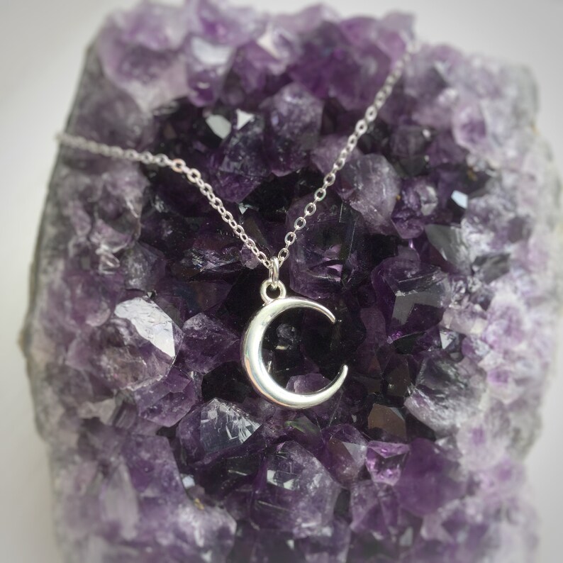 silver or gold finish Crescent Moon necklace