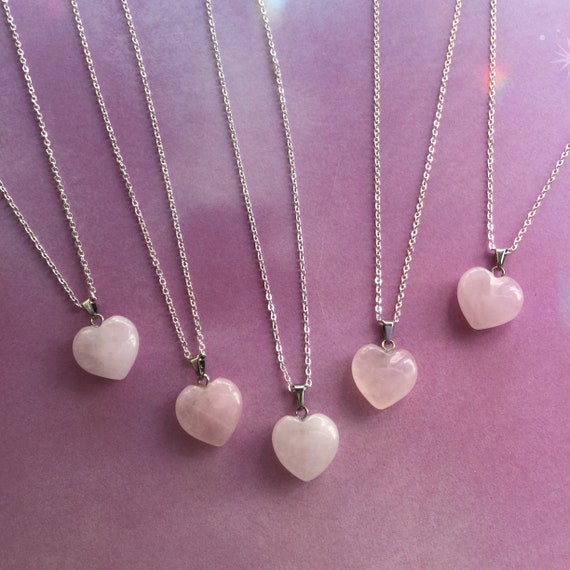 Pale Rose Quartz Heart Necklace Small 