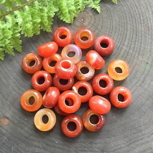 Carnelian Loc Beads, hair beads, Red Orange Dreadlock beads, 5-6mm hole