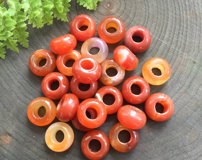 Carnelian Loc Beads, hair beads, Red Orange Dreadlock beads, 5-6mm hole