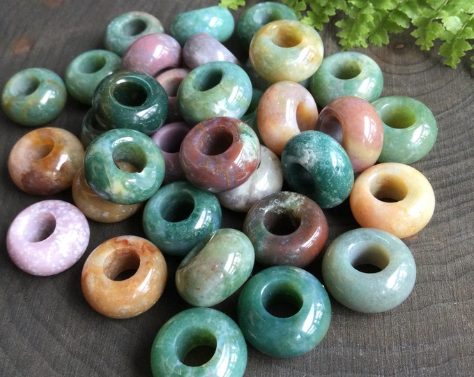 Indian Agate loc beads, 6mm hole, dread beads, hair bead set * FOR SMALL LOCS *