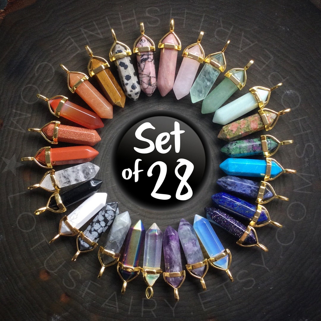 Crystal Set Bulk Crystal Pendants Gemstone Necklace Gold Etsy