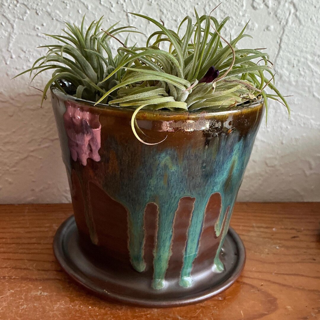 Wheel Thrown and Hand Painted Ceramic Pottery Flower Pot or Planter ...