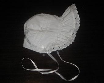 Baby bonnet-newborn-white-handmade