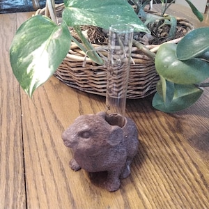 Rabbit rain gauge-brown-garden statuary