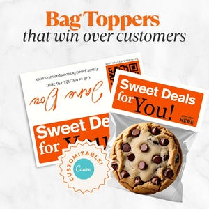 Personalisierbarer Canvas Bag Topper mit QR Code | Ag Sales Leckerli Anhänger | Bearbeitbarer Visitenkarten-Header