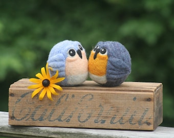 Bluebirds Needle Felted