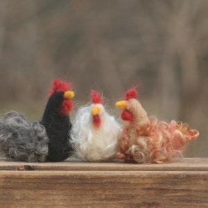 Chickens for Nativity/ set of 3 needle felted chickens