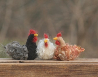 Chickens for Nativity/ set of 3 needle felted chickens