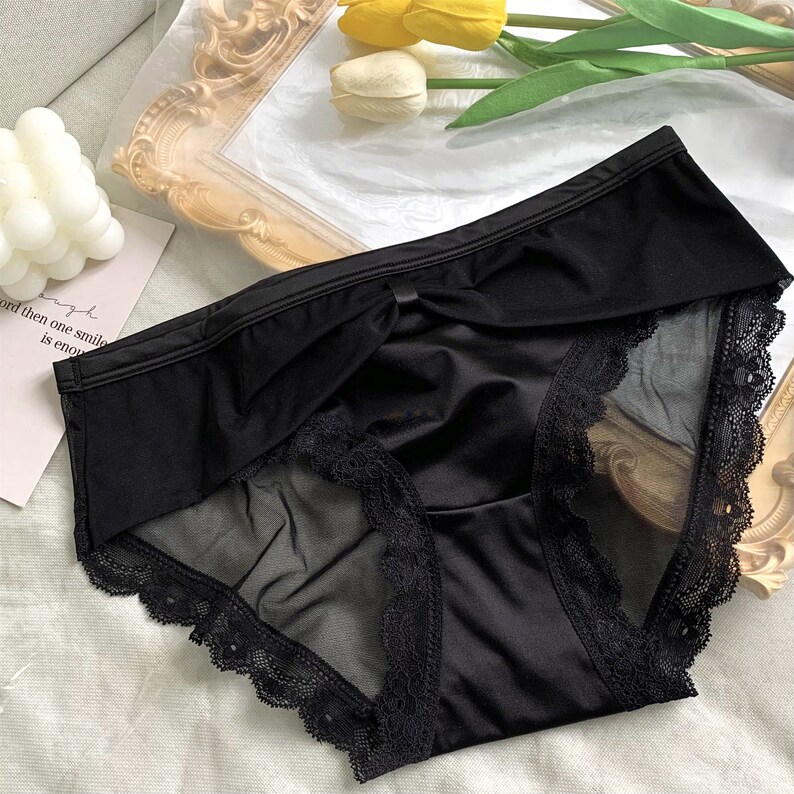 Satin Mesh Panties Women S Briefs Sexy Sheer Panties Etsy