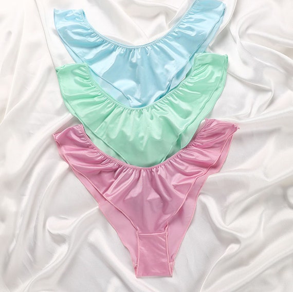Silk Satin Panties Ruffle Briefs Women's Panties High Etsy