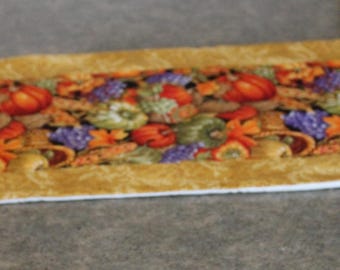 Gold Red Fall Vegetables Fruit  New Handmade 31 X 12 Handmade Table Runner Topper