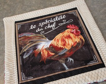 Beige Black Red Rooster 17 1 2 X 14 Table Runner Topper Etsy