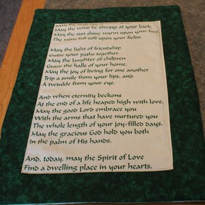Green May The Road Rise Up To Meet You Shamrocks  19 X 14 Table Runner Topper