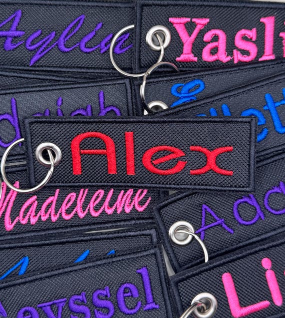 Custom Embroidered Name Keychain: Fabric Key Ring