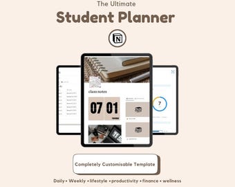 The Ultimate Notion Planner, student Notion Template, Notion Planner, Notion School Life Planner, Aesthetic Notion Planner voor studenten