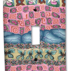 Switch Plate Cover- Pastel Garden bands- Made to Order