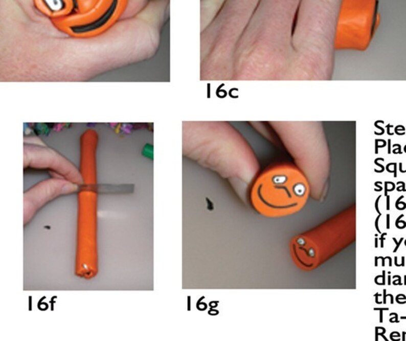May include: A step-by-step guide on how to make a clay smiley face. The image shows the process of shaping, cutting, and adding details to the clay.