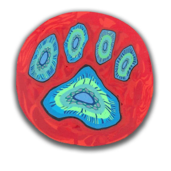 Polymer Clay cane Paw Print- Silly Milly