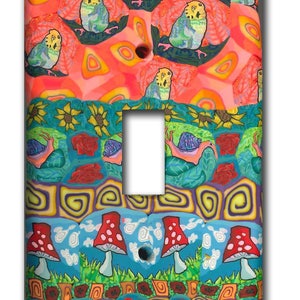 Switch Plate Cover- Peach and Blue- Made to Order