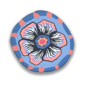 Polymer Clay Cane Blue and Black Flower Silly Milly