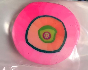 Polymer Clay Cane Pink and Orange Groovy Dot Silly Milly