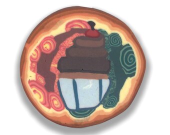 Polymer Clay Cane Chocolate Cupcake Silly Milly