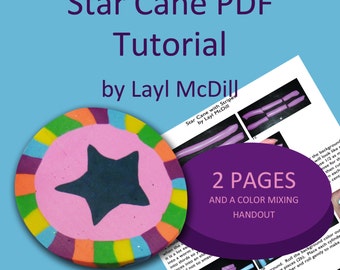 Star with Stripes Polymer Clay Cane How To PDF