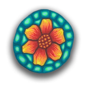 Polymer Clay Cane, Orange Drama Flower Silly Milly