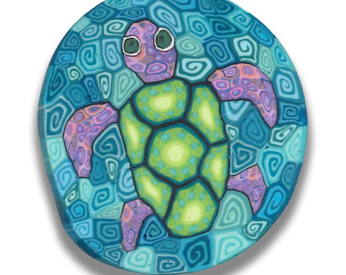 Polymer Clay Cane- Sea Turtle in Cool Colors - Etsy